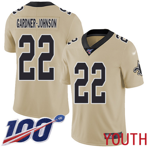 New Orleans Saints Limited Gold Youth Chauncey Gardner Johnson Jersey NFL Football #22 100th Season Inverted Legend Jersey->youth nfl jersey->Youth Jersey